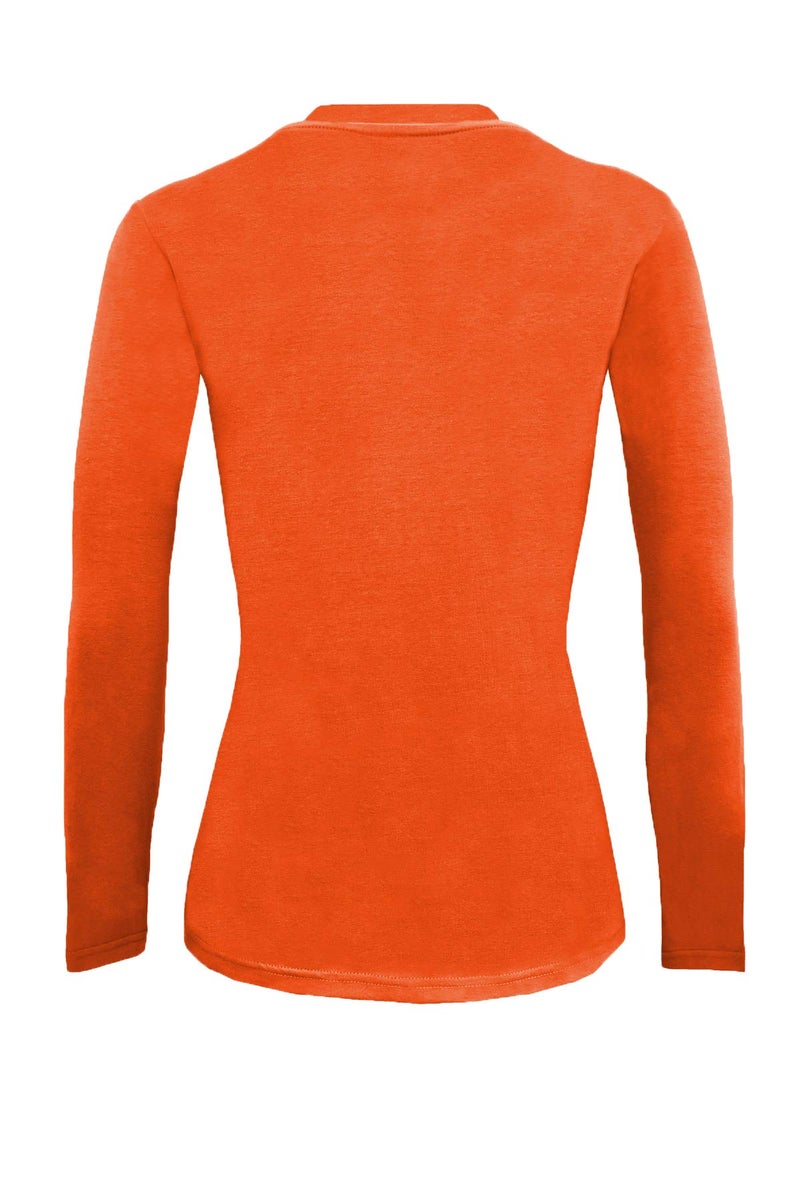 Natural Uniforms Cotton Essentials Women's Under Scrub Tee Crew Neck Long Sleeve T-Shirt (Orange, Medium) - Image 3